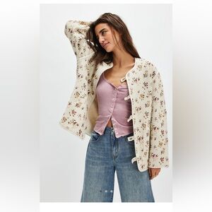 Free People One Dana Liner Oversize Reversible Jacket Color Beige Combo SZ S NWT